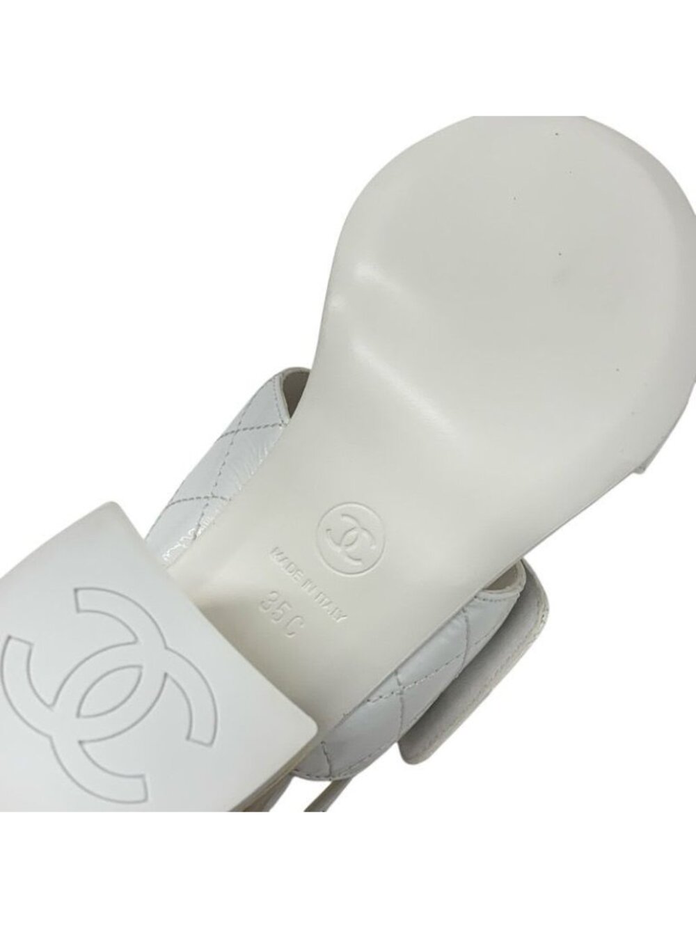 Chanel Sandals Shoes Patent White Gold Quilted Coco Mark Turnlock Strap - Picture 8 of 9